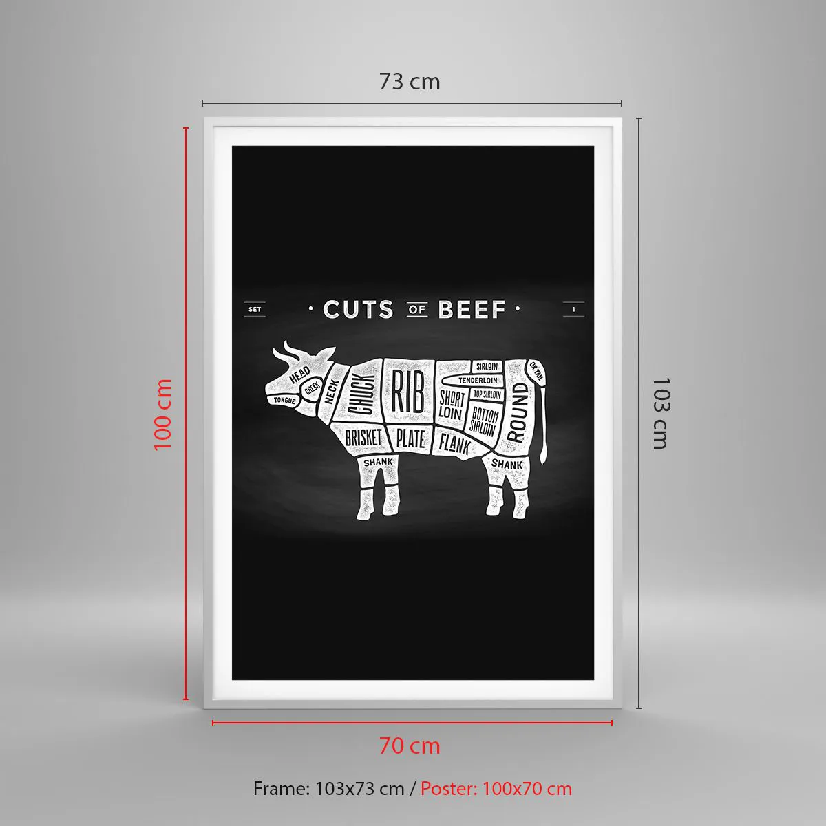 Plakat w białej ramie - Elementarz masarza - 70x100 cm