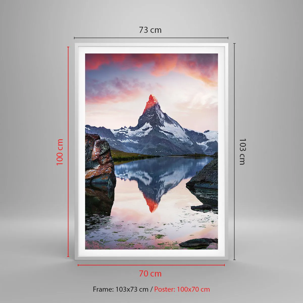 Affiche dans un cadre blanc - Poster - Le coeur des montagnes est chaud - 70x100 cm