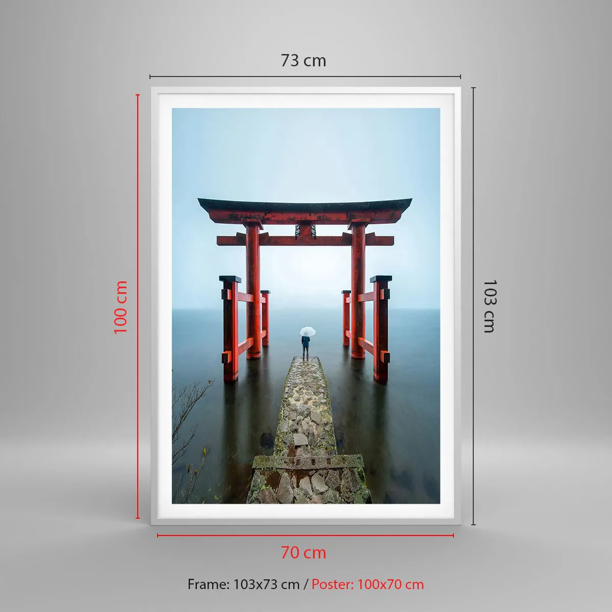 Poster in een witte lijst - Japanse mijmering - 70x100 cm