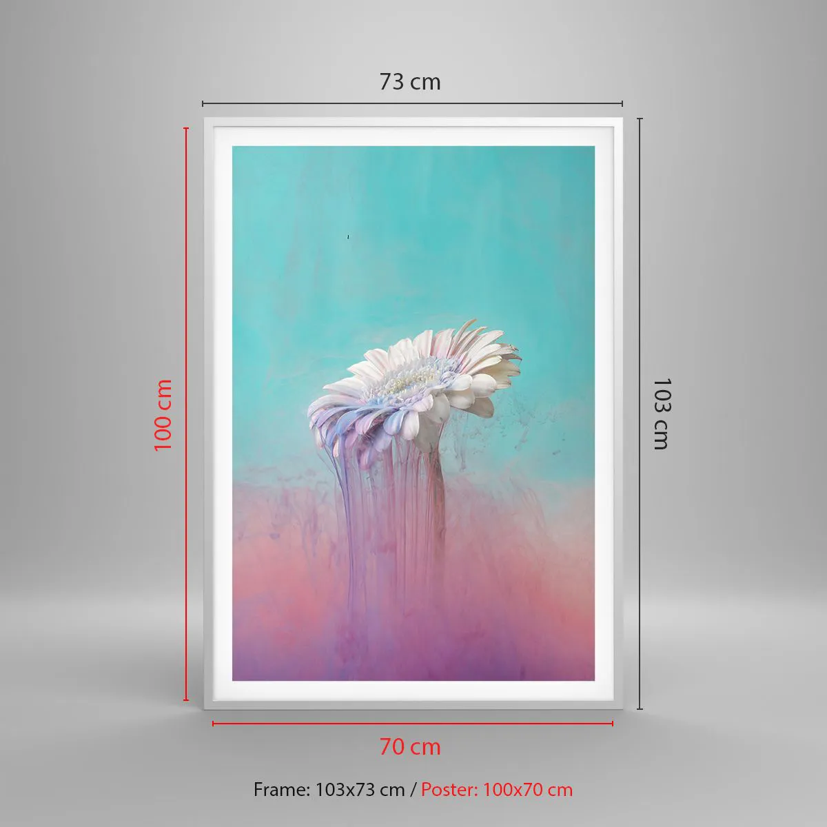 Plakat i hvid ramme - Blomster efter døden - 70x100 cm