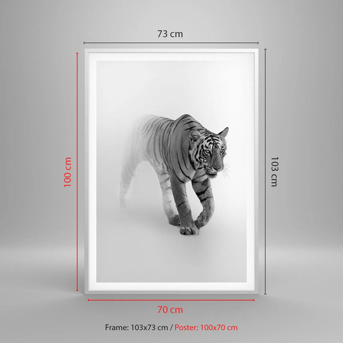 Plakat w białej ramie - Przyczajony we mgle - 70x100 cm