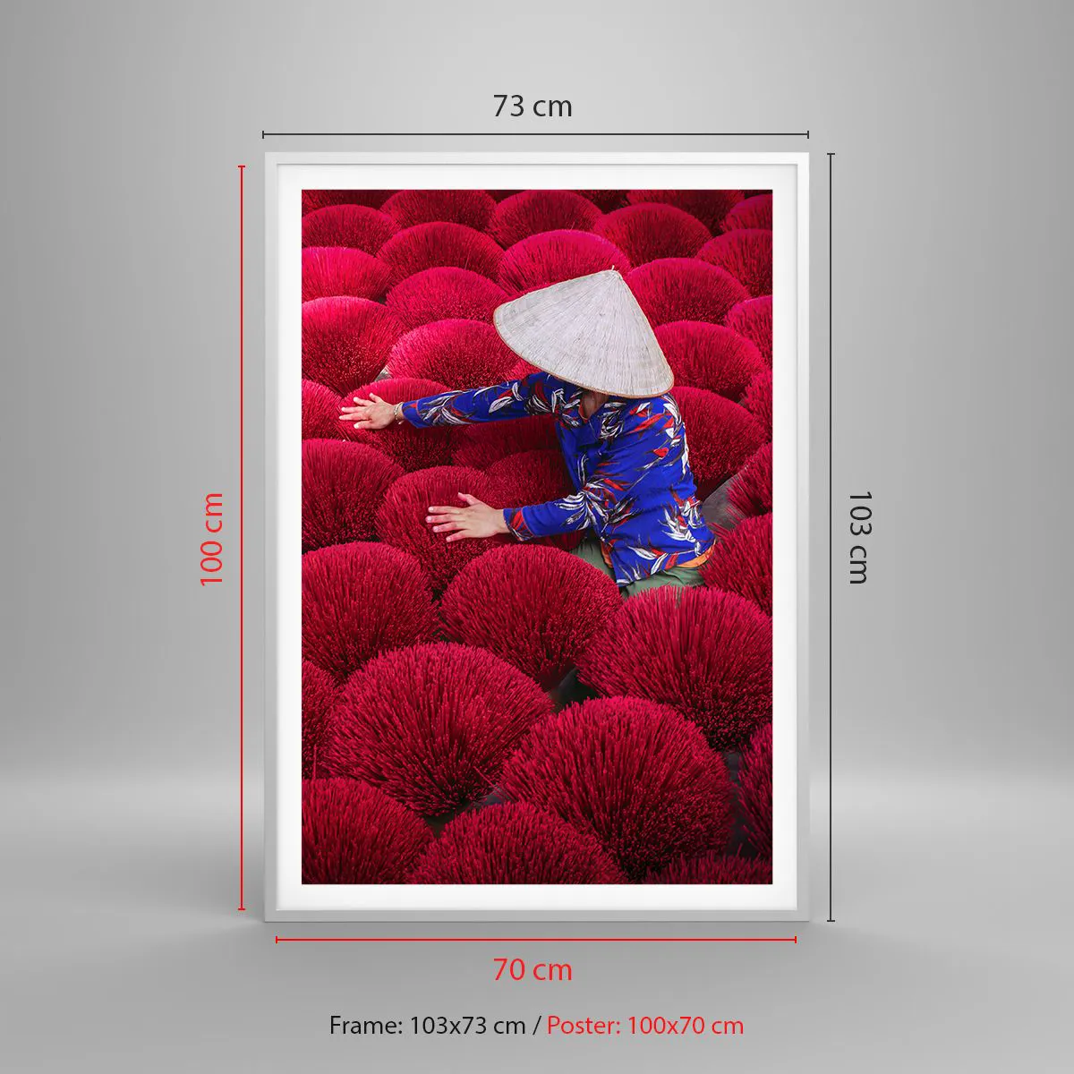 Plakat i hvid ramme - I en rismark - 70x100 cm