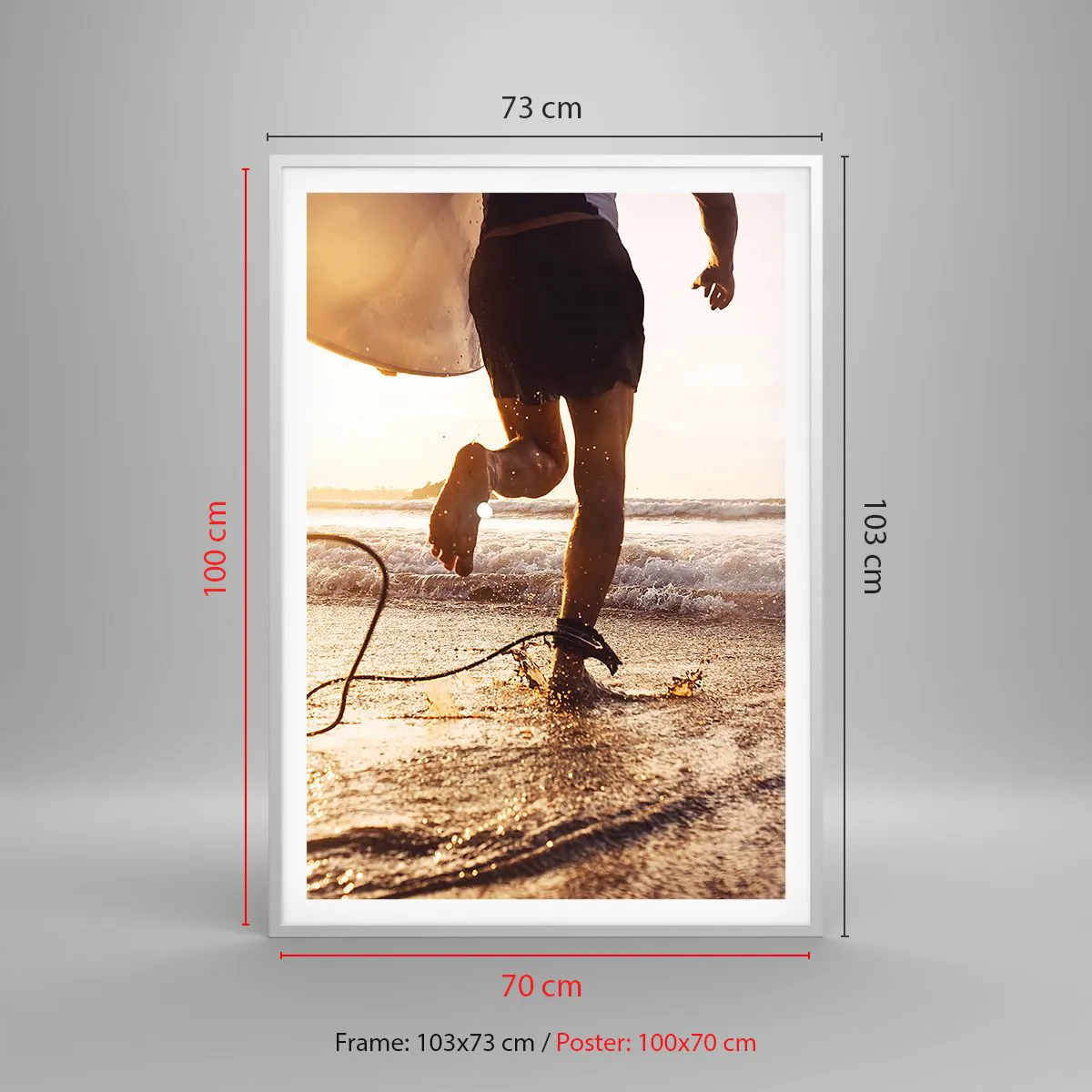 Poster in einem weißen Rahmen - Um die Welle zu treffen - 70x100 cm