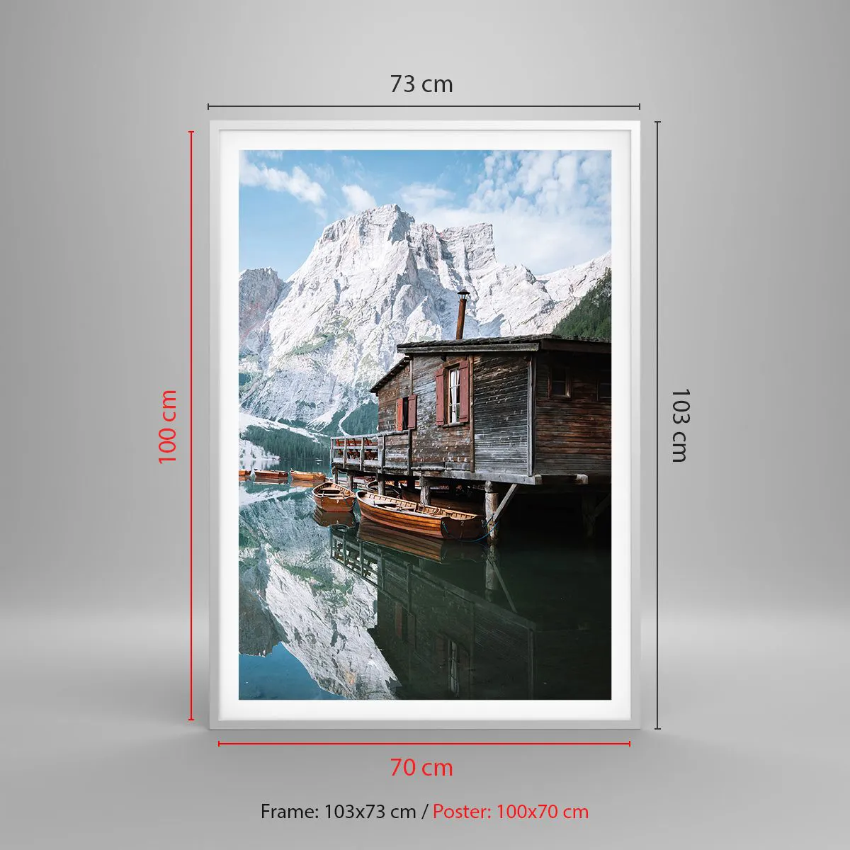 Affiche dans un cadre blanc - Poster - Un matin cristallin en montagne - 70x100 cm