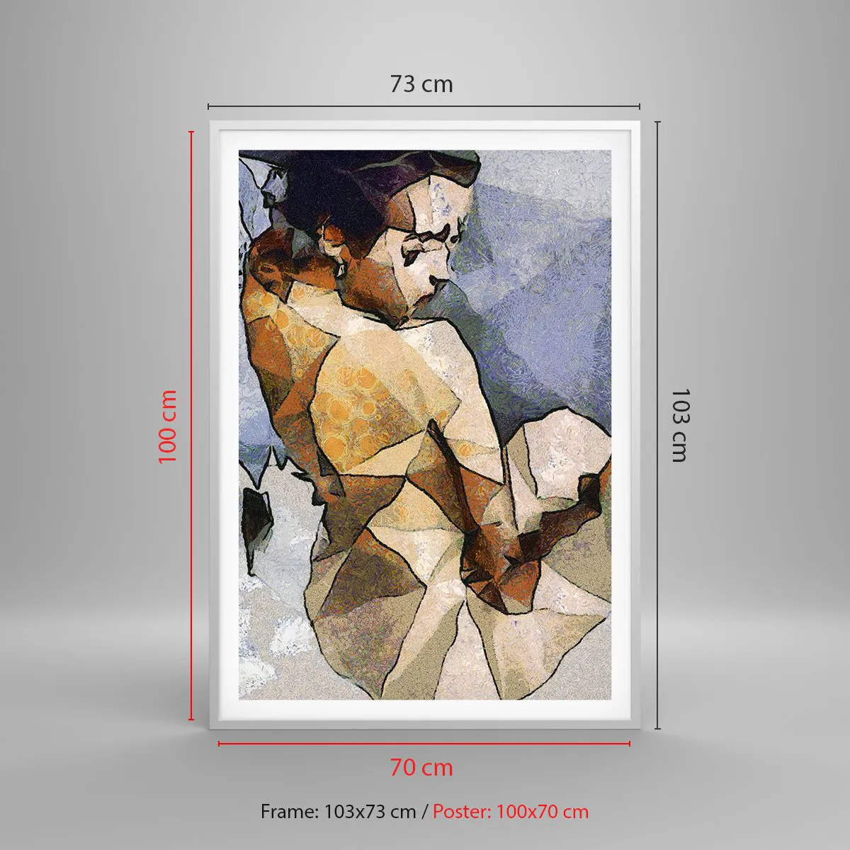 Poster in een witte lijst - In de geest van het kubisme - 70x100 cm