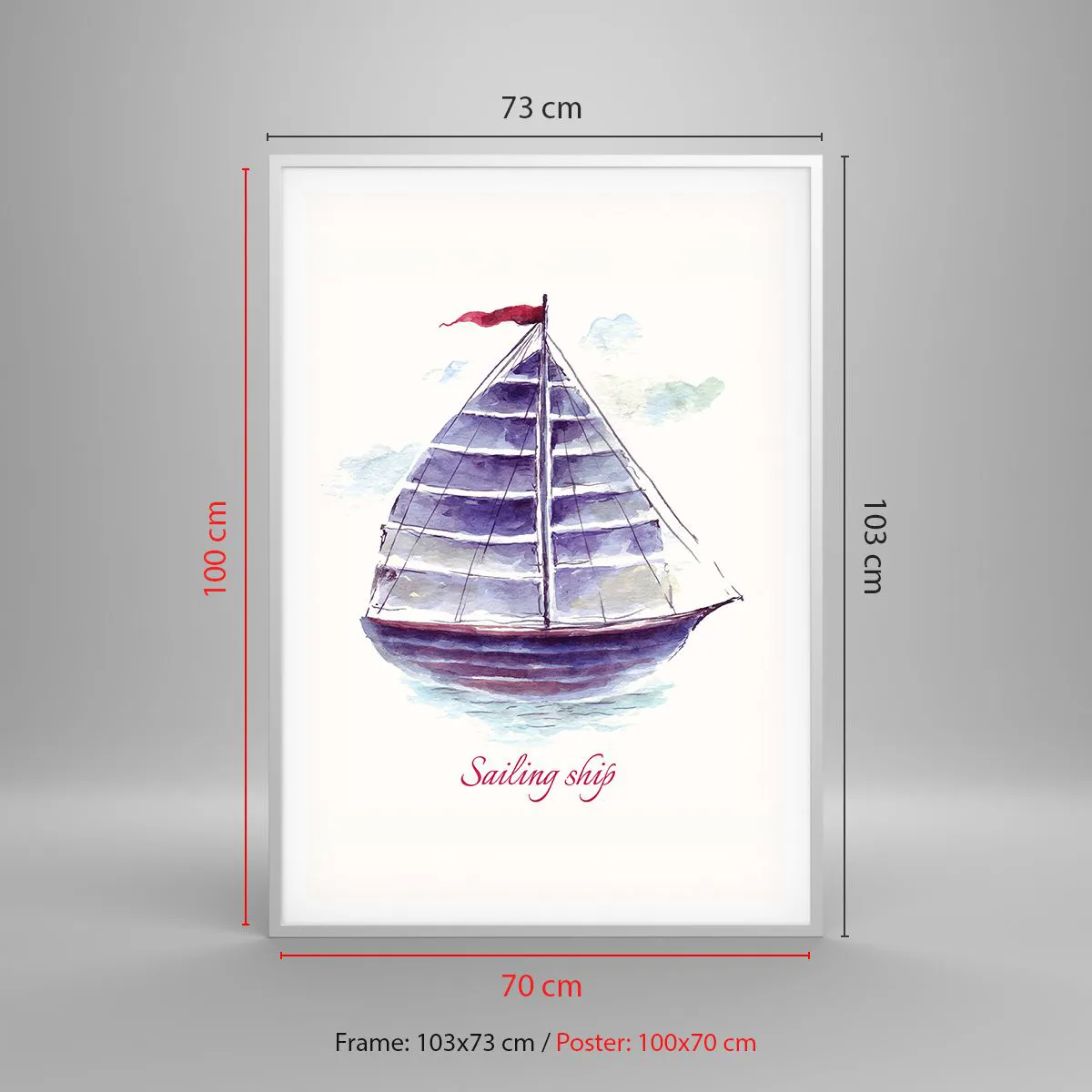 Affiche dans un cadre blanc - Poster - Plein de voiles et d’eau calme - 70x100 cm