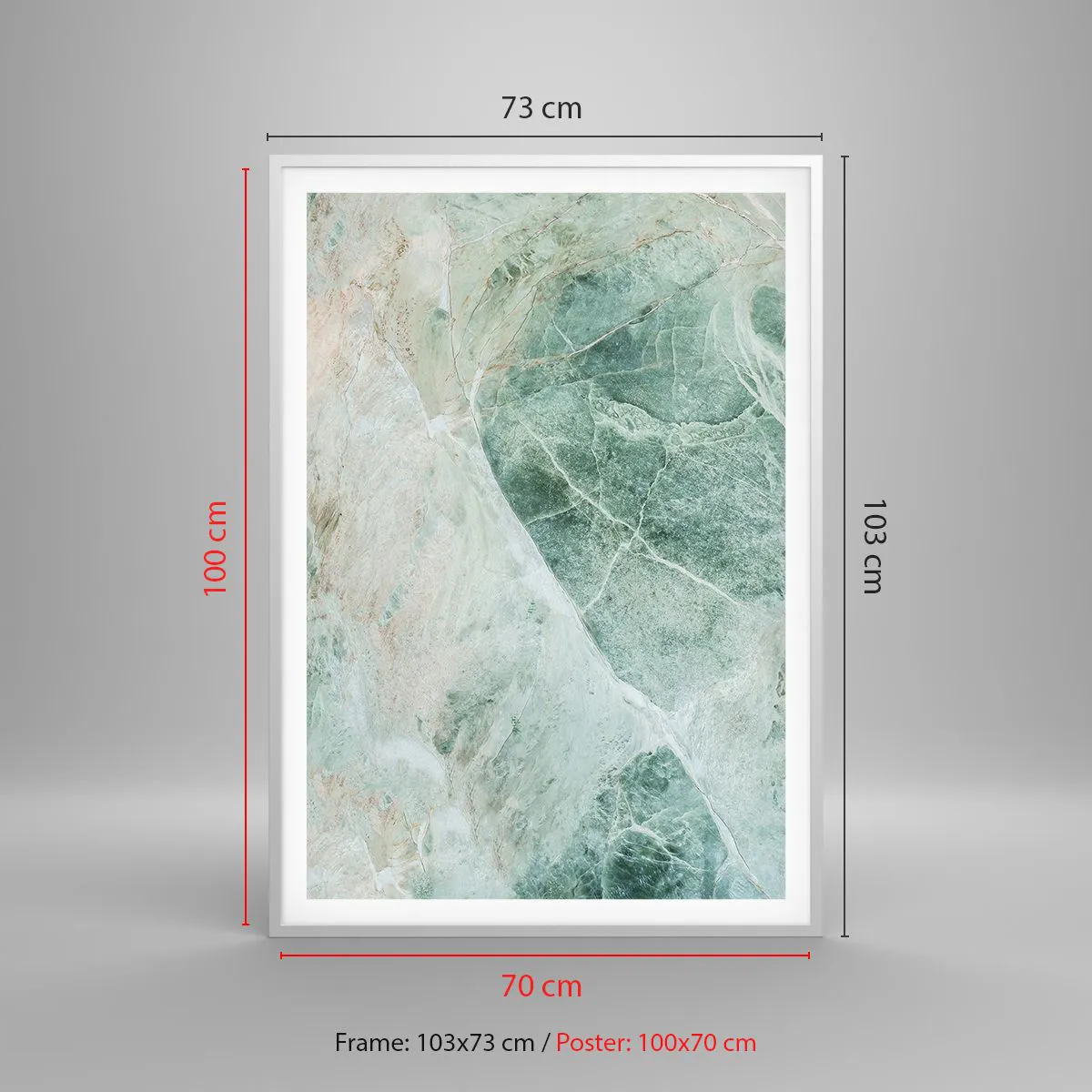 Affisch i vit ram - Stenens ädla svalka - 70x100 cm