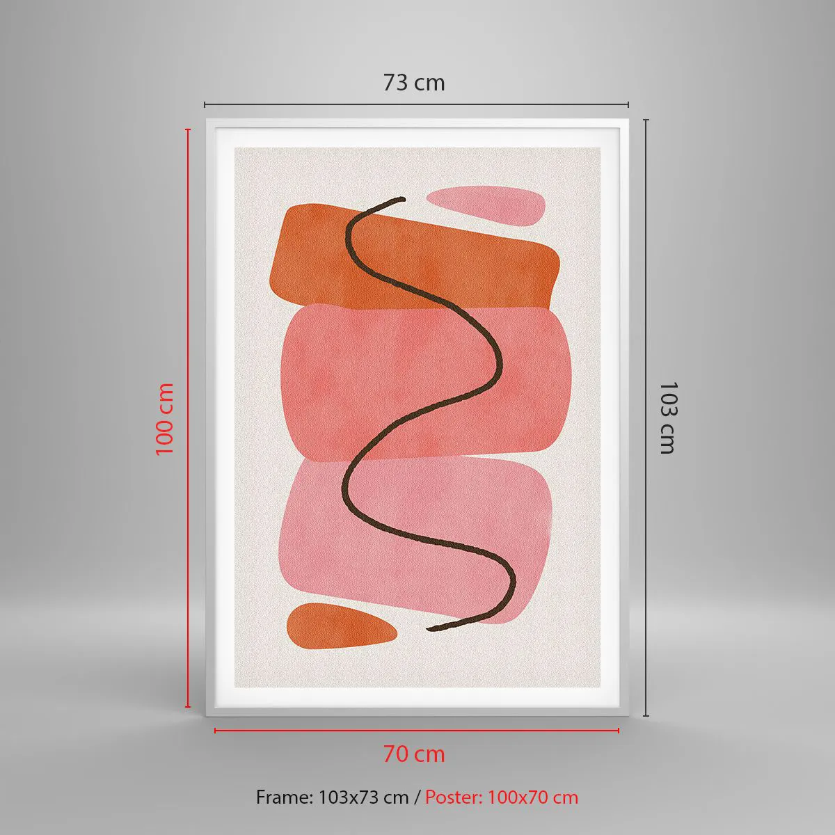 Affiche dans un cadre blanc - Poster - mouvement doux des formes - 70x100 cm