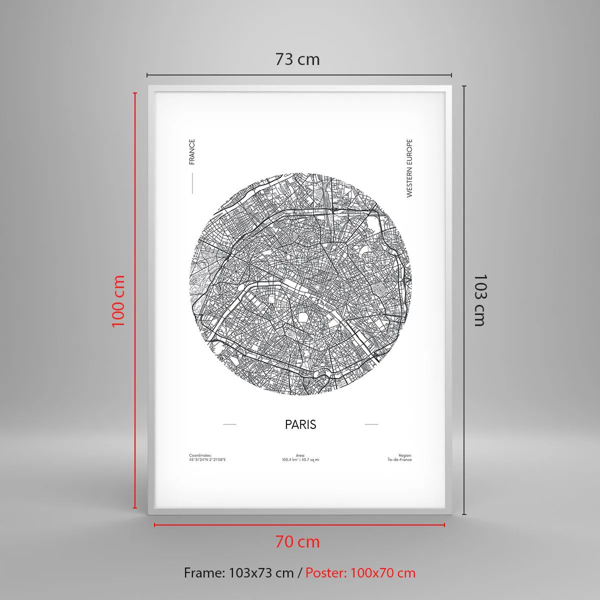 Affiche dans un cadre blanc - Poster - Anatomie de Paris - 70x100 cm