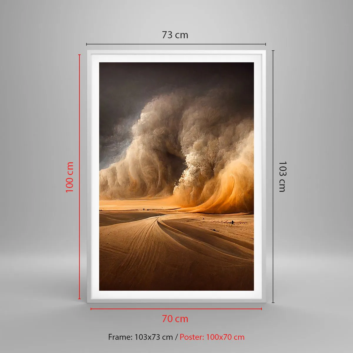 Affiche dans un cadre blanc - Poster - La colère du désert - 70x100 cm