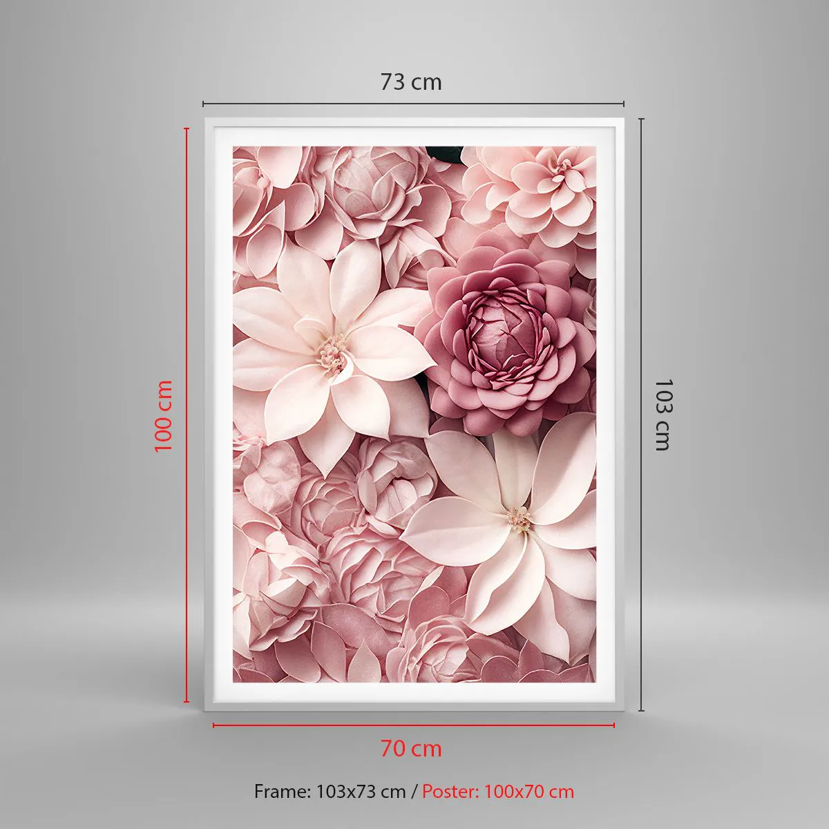 Poster in einem weißen Rahmen - In rosa Blütenblättern - 70x100 cm