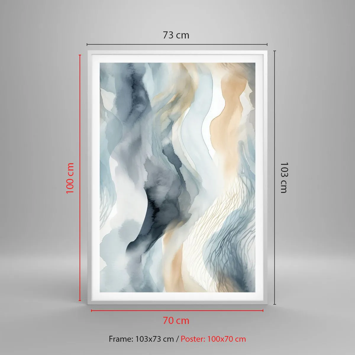 Poster in een witte lijst - Besneeuwde en mistige abstractie - 70x100 cm