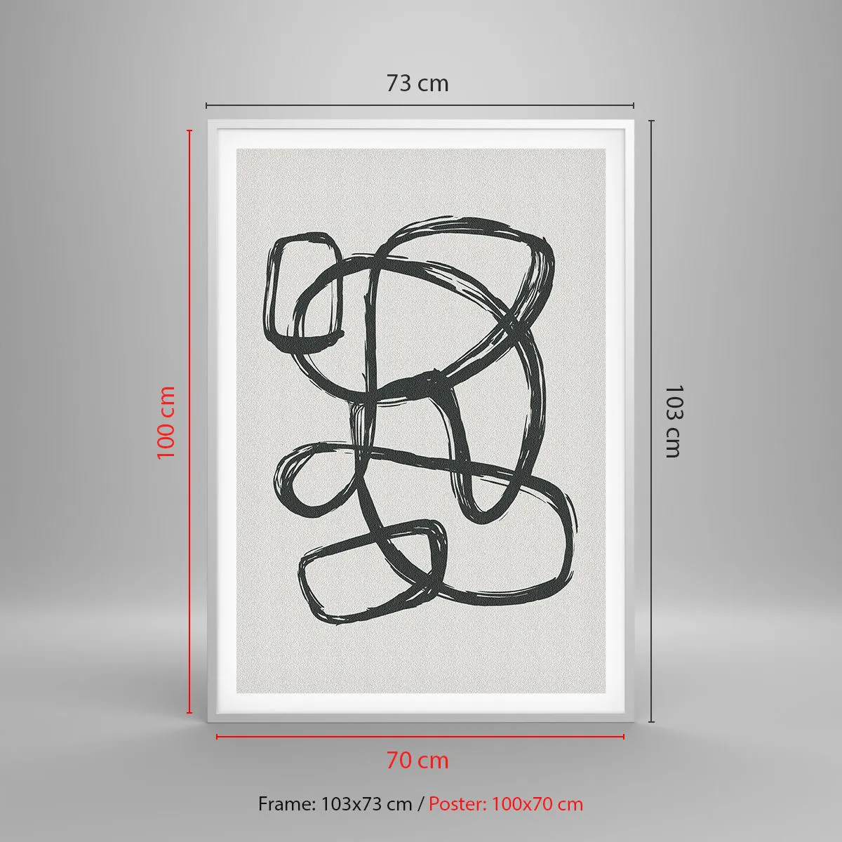 Affisch i vit ram - Loopad abstraktion - 70x100 cm