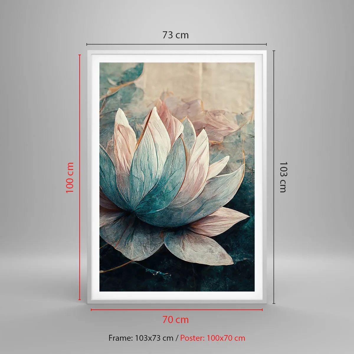 Plagát v bielom ráme - Hviezdy a jazero - 70x100 cm