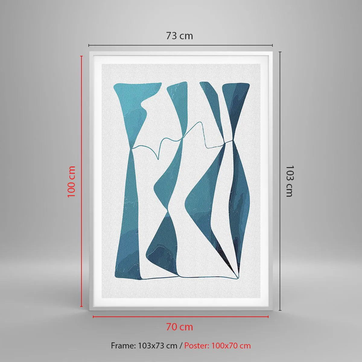 Affiche dans un cadre blanc - Poster - Abstraction : composé turquoise - 70x100 cm