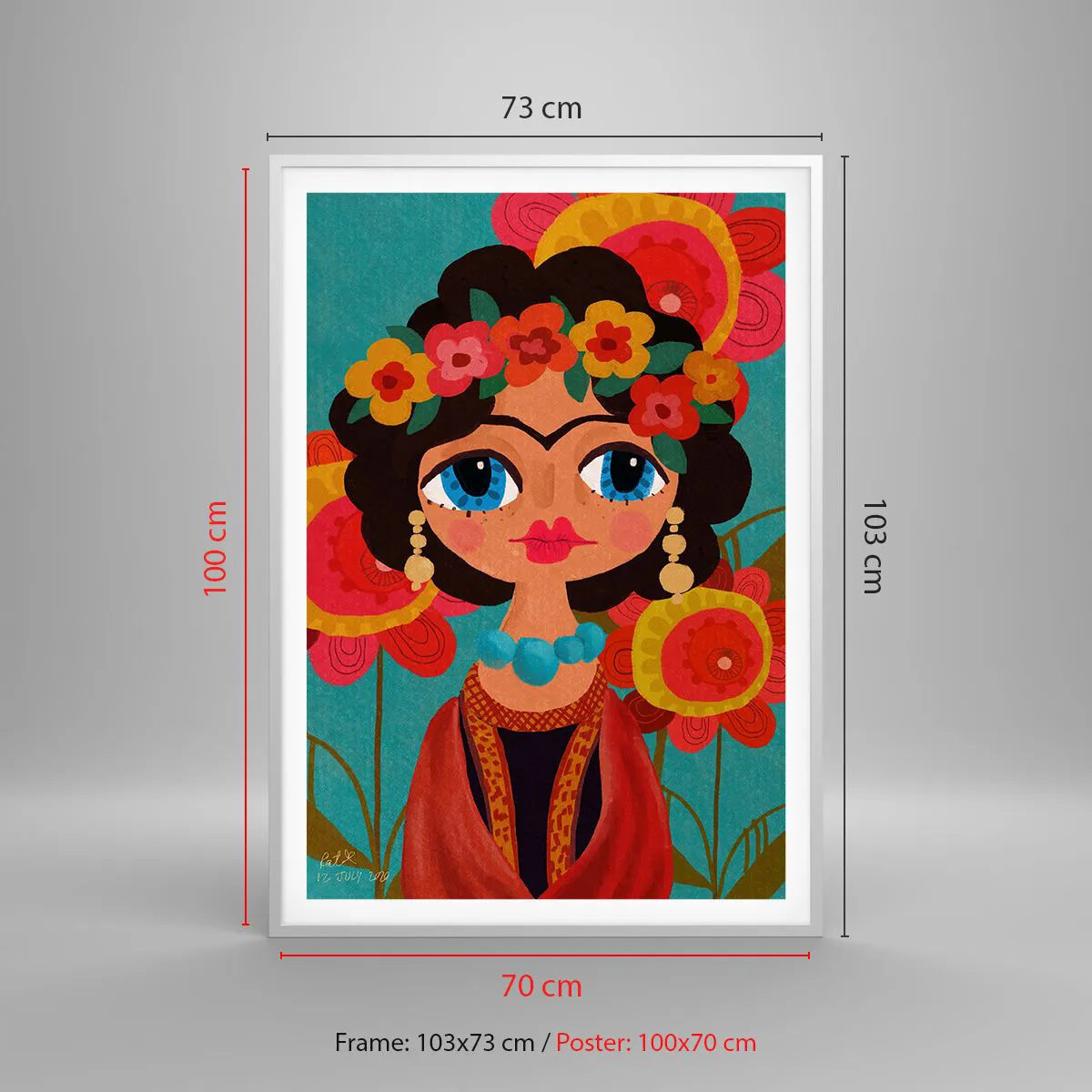 Affisch i vit ram - Vallmojungfru - 70x100 cm