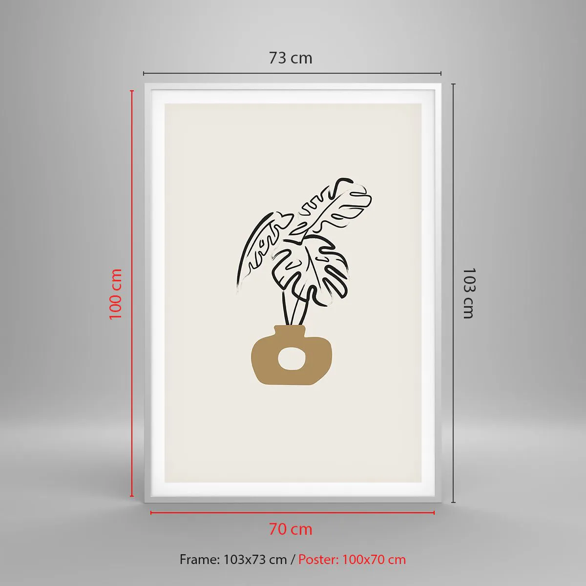 Plakat i hvid ramme - Monstera - udsmykning af huset - 70x100 cm