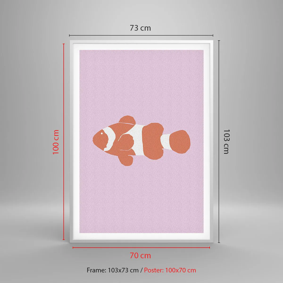 Plakat i hvid ramme - I koraller til ansigt og hale - 70x100 cm