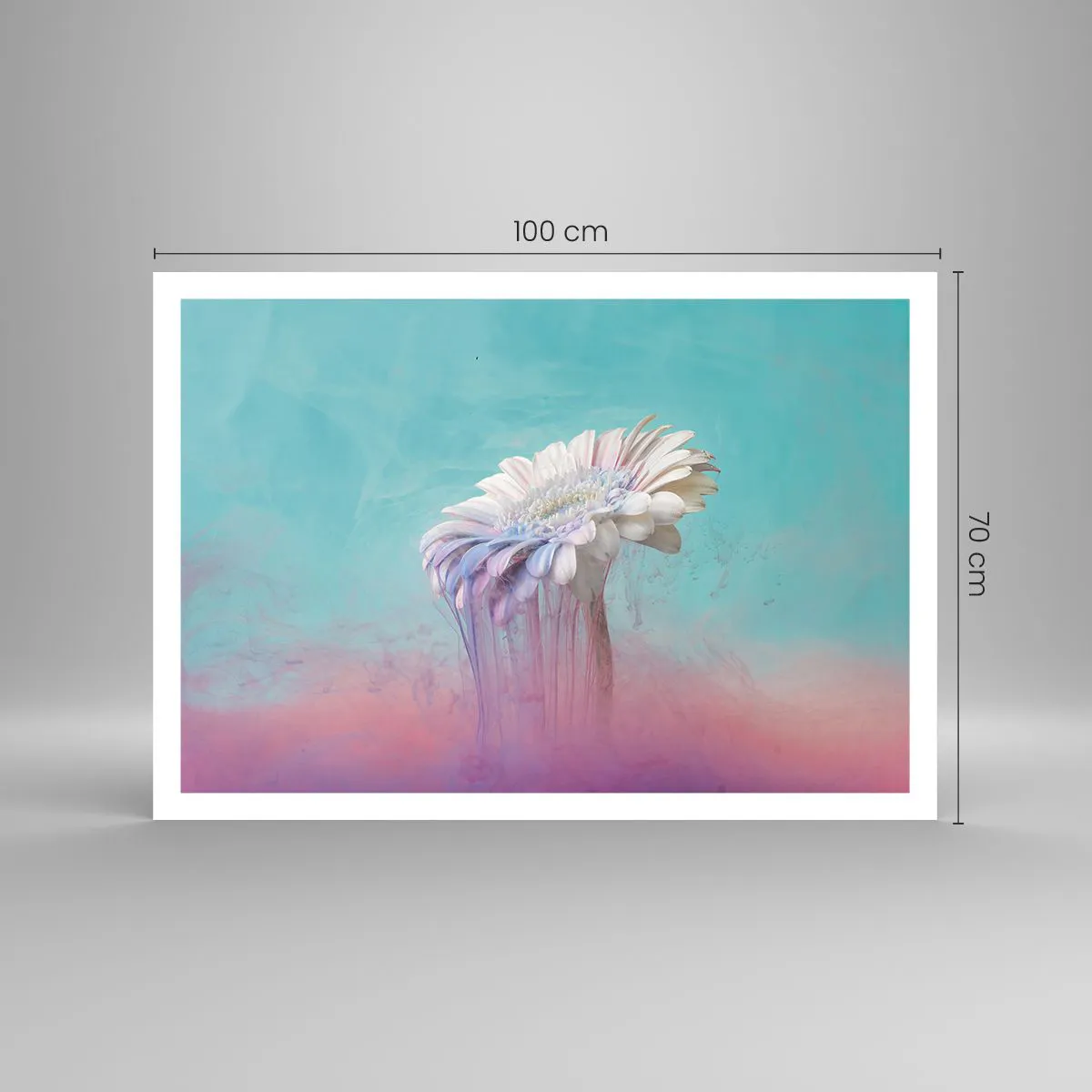 Plakat - Pastelowa gerbera z efektem rozmycia - 100x70cm - Zaświaty kwiatów - Nowoczesna dekoracja ścienna do salonu i sypialni ARTTOR
