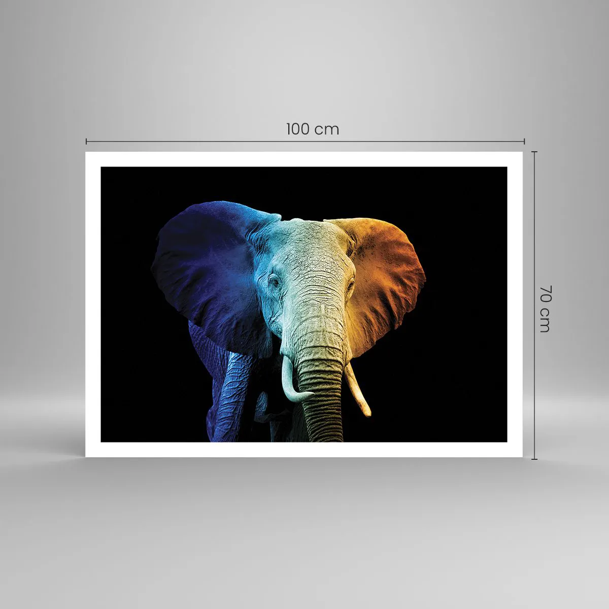 Póster - Retrato de elefante en colores del arco iris - 100x70cm - Excéntrico, no un bicho raro - Decoración de pared moderna para salón y dormitorio ARTTOR