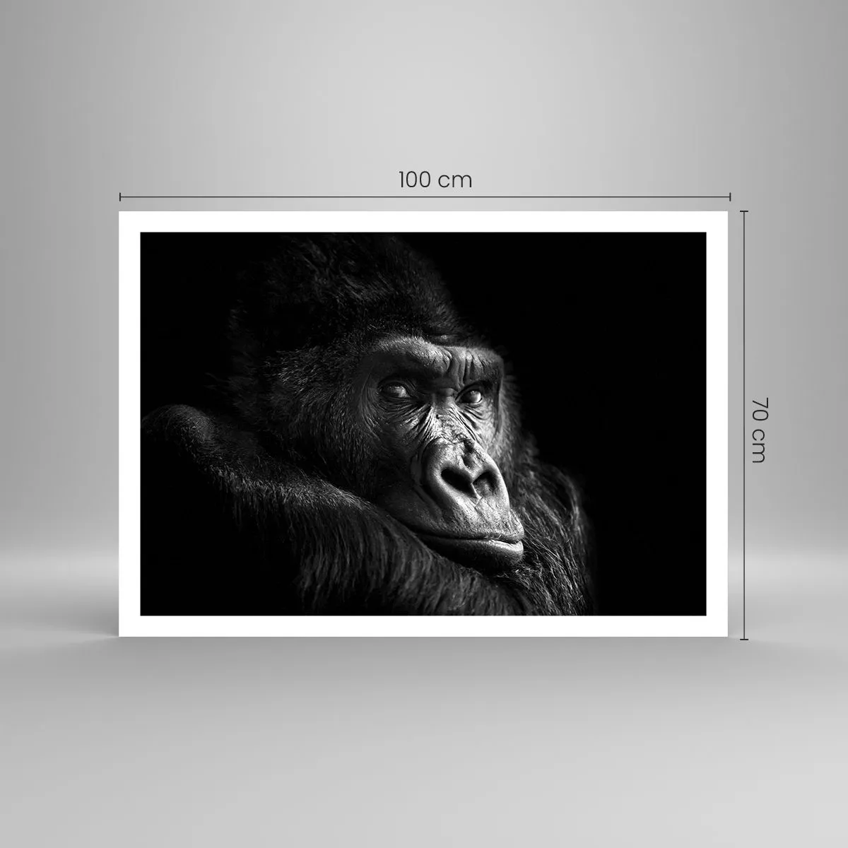 Affiche - Poster - Portrait noir et blanc d'un gorille majestueux - 100x70cm - Et qu'est-ce que tu regardes? - Décoration murale moderne pour le salon et la chambre ARTTOR