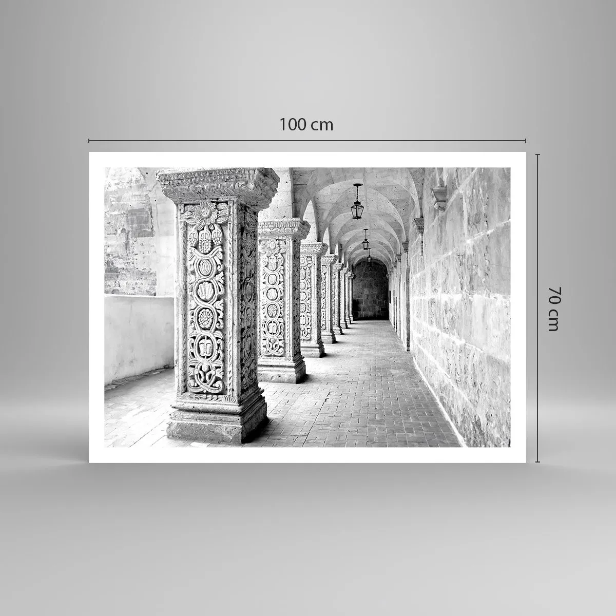 Affiche - Poster - Colonnes historiques dans une prise de vue monochrome - 100x70cm - Où cela mène-t-il…? - Décoration murale moderne pour le salon et la chambre ARTTOR