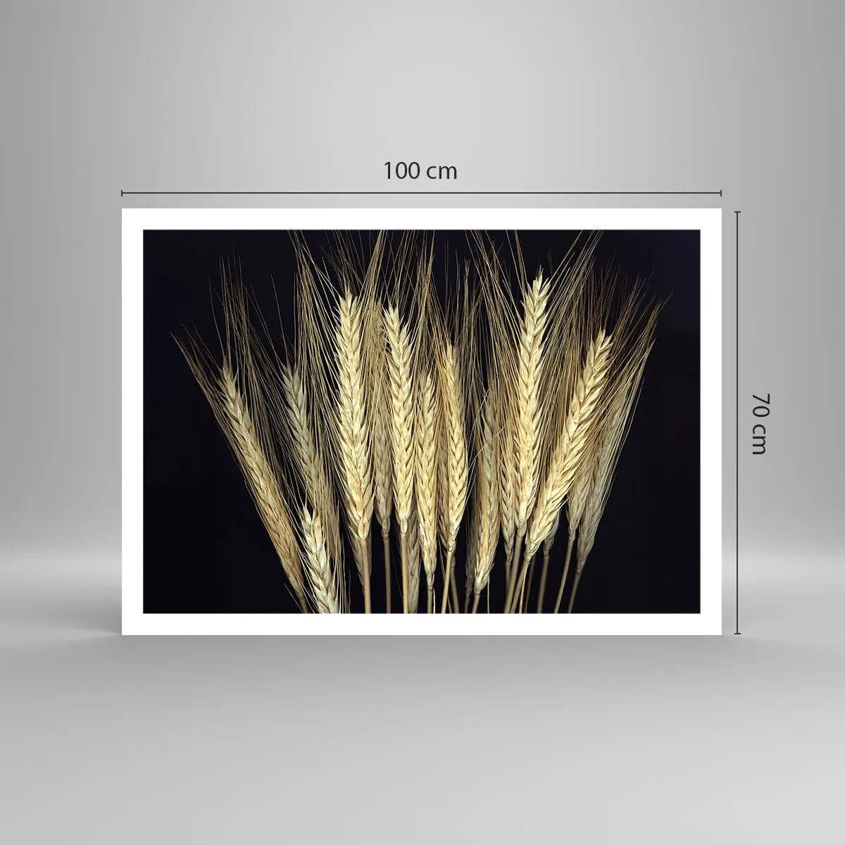 Póster - Espigas de trigo sobre fondo negro en estilo rústico - 100x70cm - Magia rústica - Decoración de pared moderna para salón y dormitorio ARTTOR