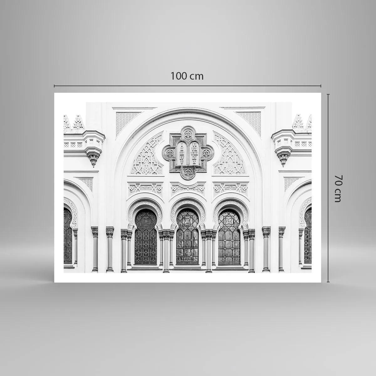 Affiche - Poster - Détails architecturaux de la façade dans un style monochrome - 100x70cm - À la frontière des cultures - Décoration murale moderne pour le salon et la chambre ARTTOR