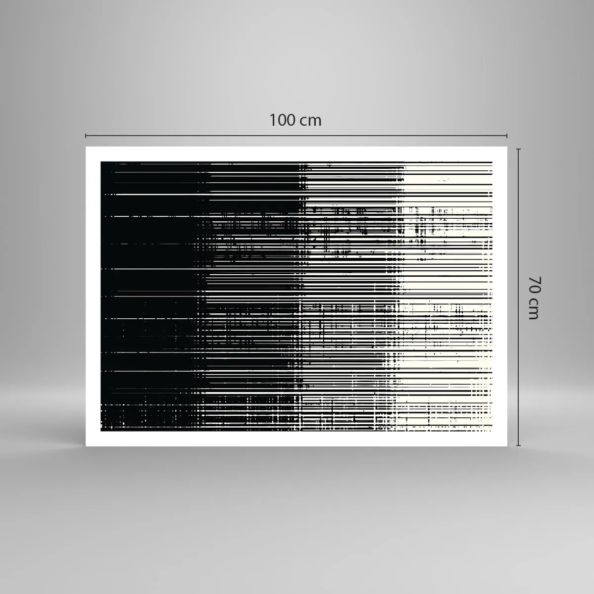Affiche - Poster - Composition abstraite de lignes en noir et blanc contrastés - 100x70cm - Ondes et vibrations - Décoration murale moderne pour le salon et la chambre ARTTOR