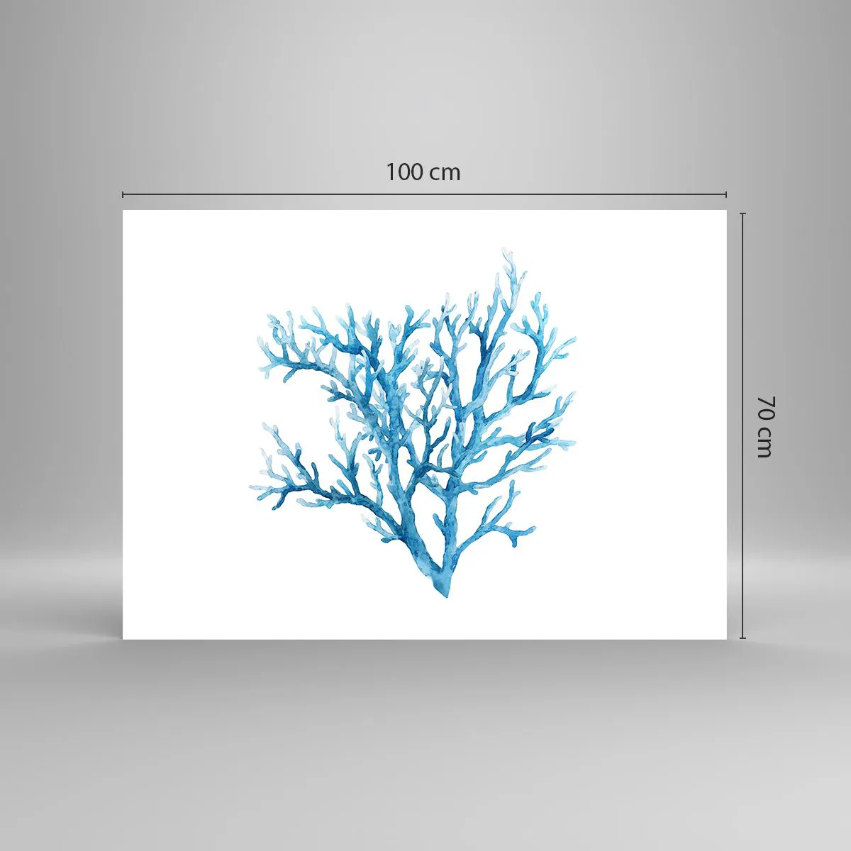 Poster - Corallo blu su sfondo bianco con un tocco minimalista - 100x70cm - Filigrana marina - Decorazione murale moderna per soggiorno e camera da letto ARTTOR