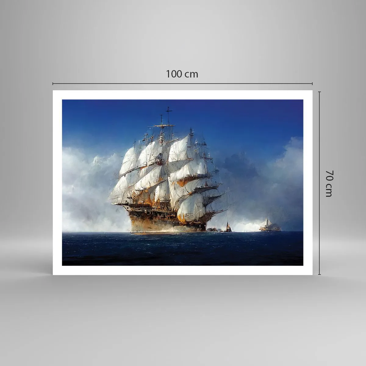 Póster - Un velero en mar abierto bajo un cielo azul. - 100x70cm - La gran gloria - Decoración de pared moderna para salón y dormitorio ARTTOR