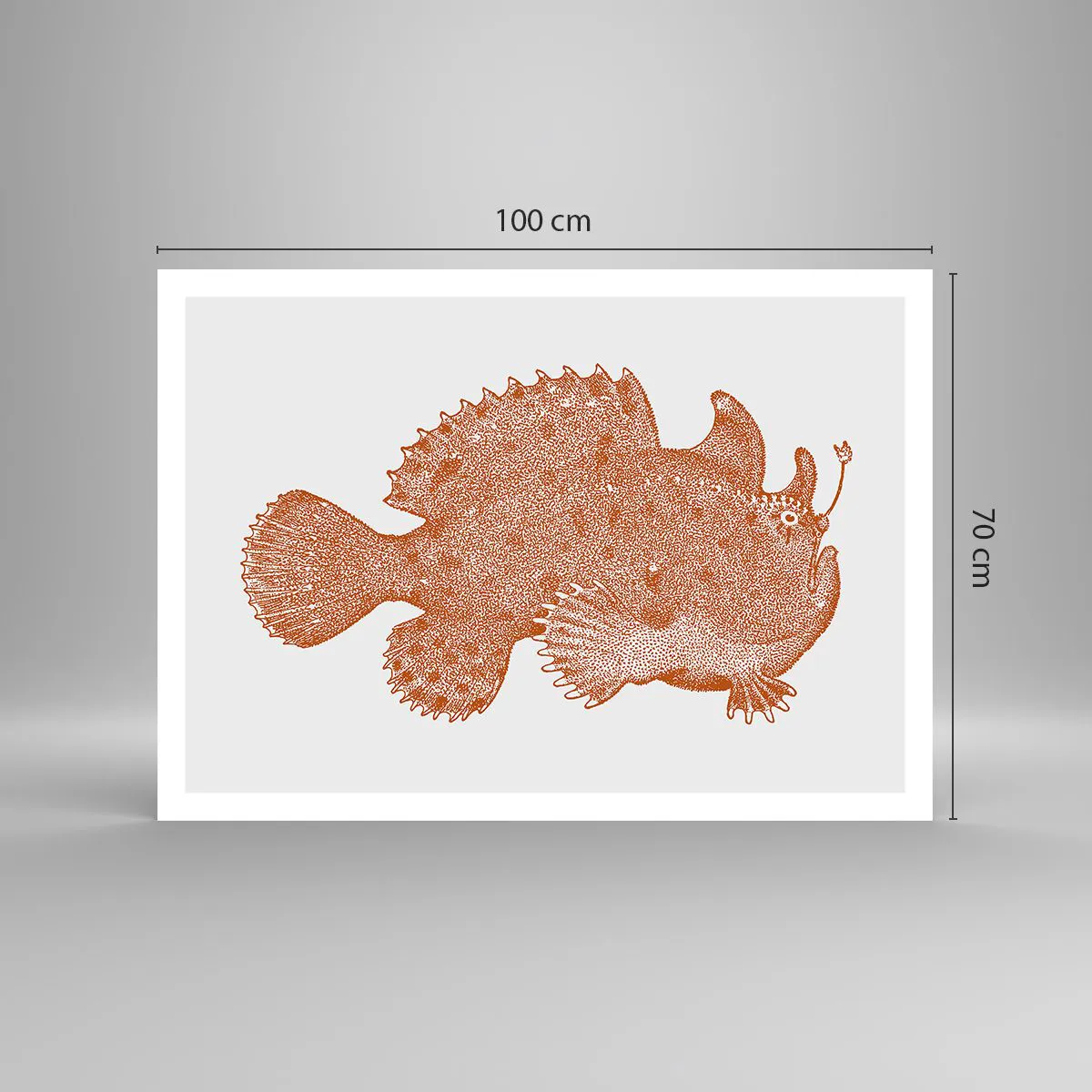 Affiche - Poster - Dessin détaillé d'un poisson cuivré sur fond blanc - 100x70cm - Et pourtant un poisson - Décoration murale moderne pour le salon et la chambre ARTTOR