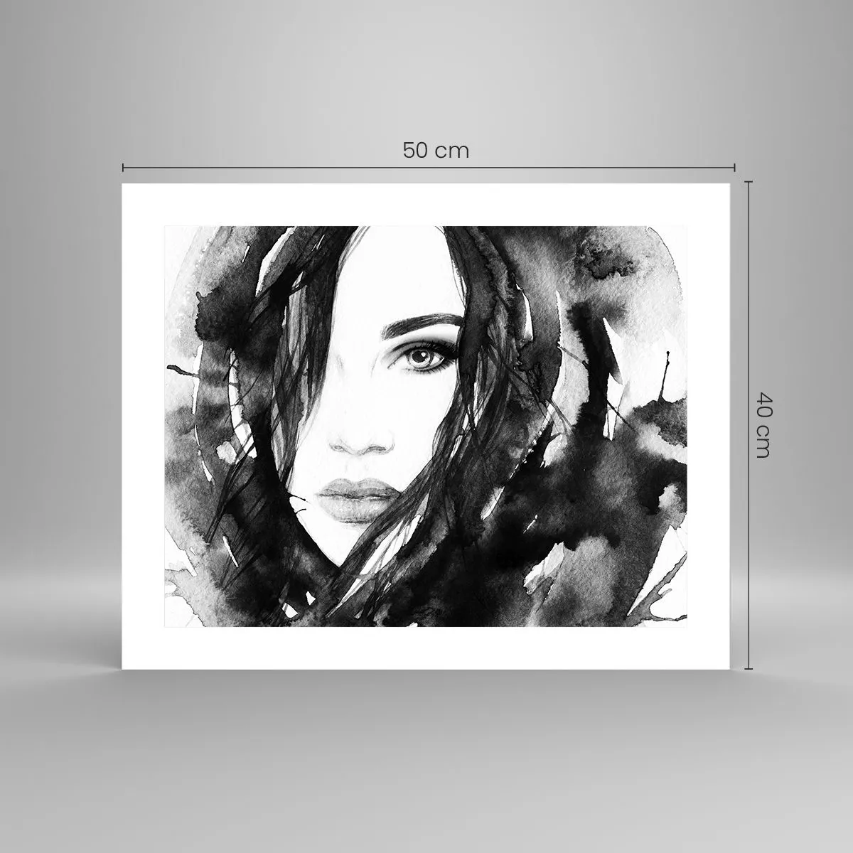 Poster - Portriat of a Lady in Black and White - 50x40 cm