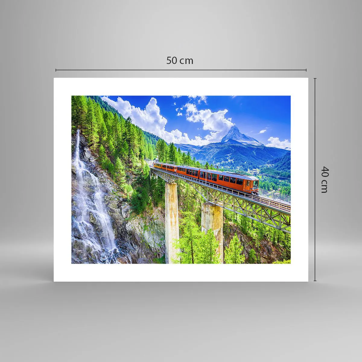 Poster - Train Through the Alps - 50x40 cm
