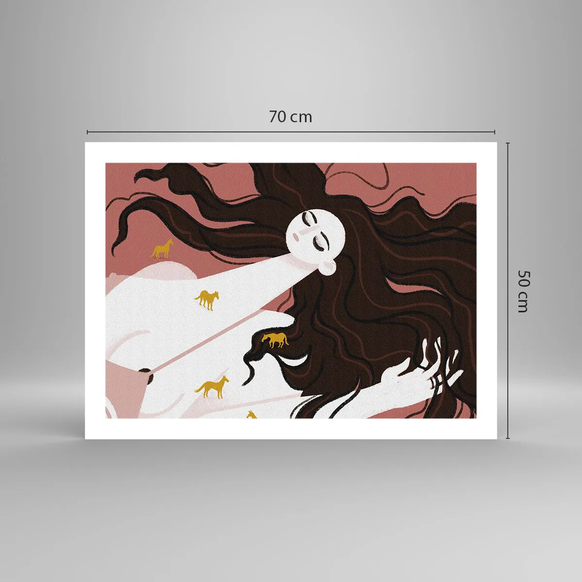 Póster - Sueño de caballos dorados - 70x50 cm