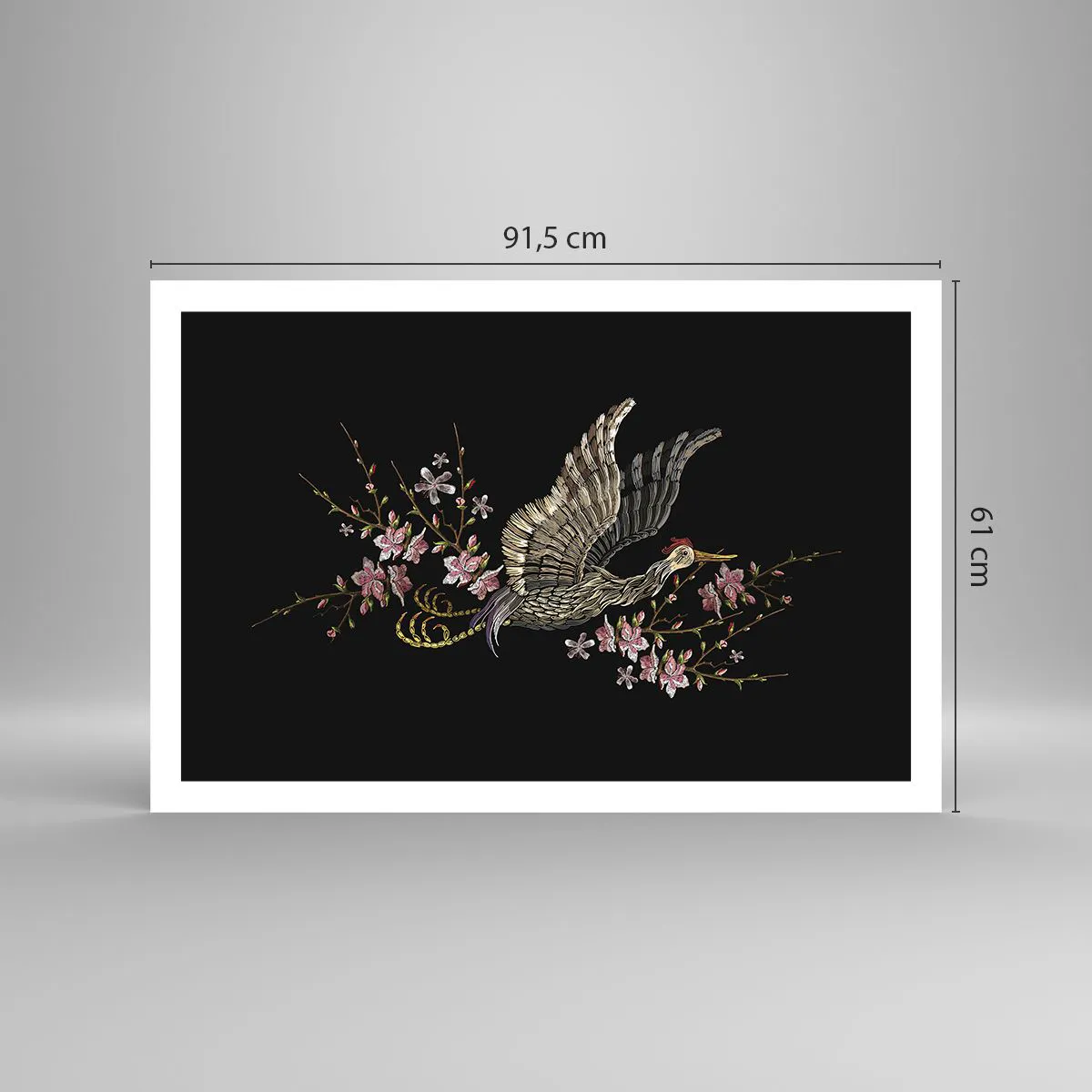 Affiche - Poster - Oiseau brodé exotique - 91x61 cm