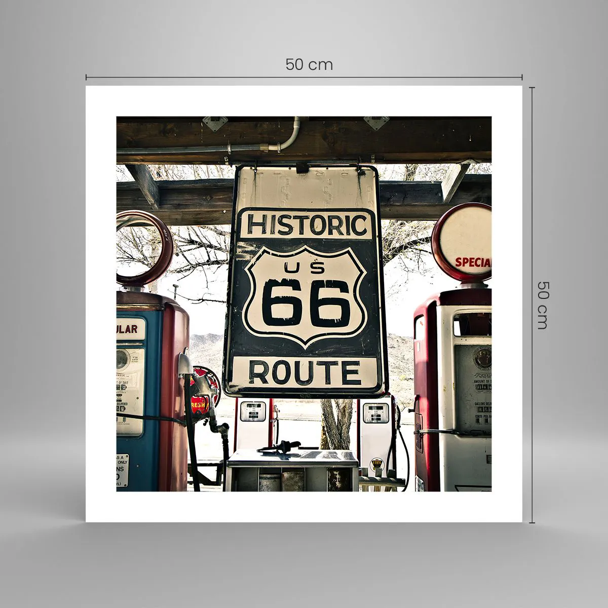 Plakat - Amerykańska retro podróż - 50x50 cm