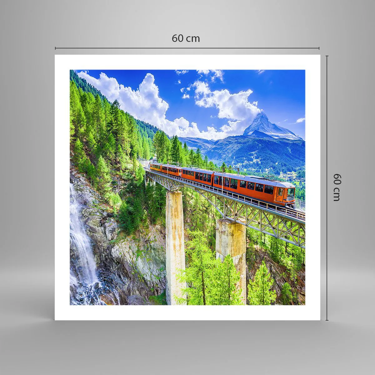 Poster - Train Through the Alps - 60x60 cm