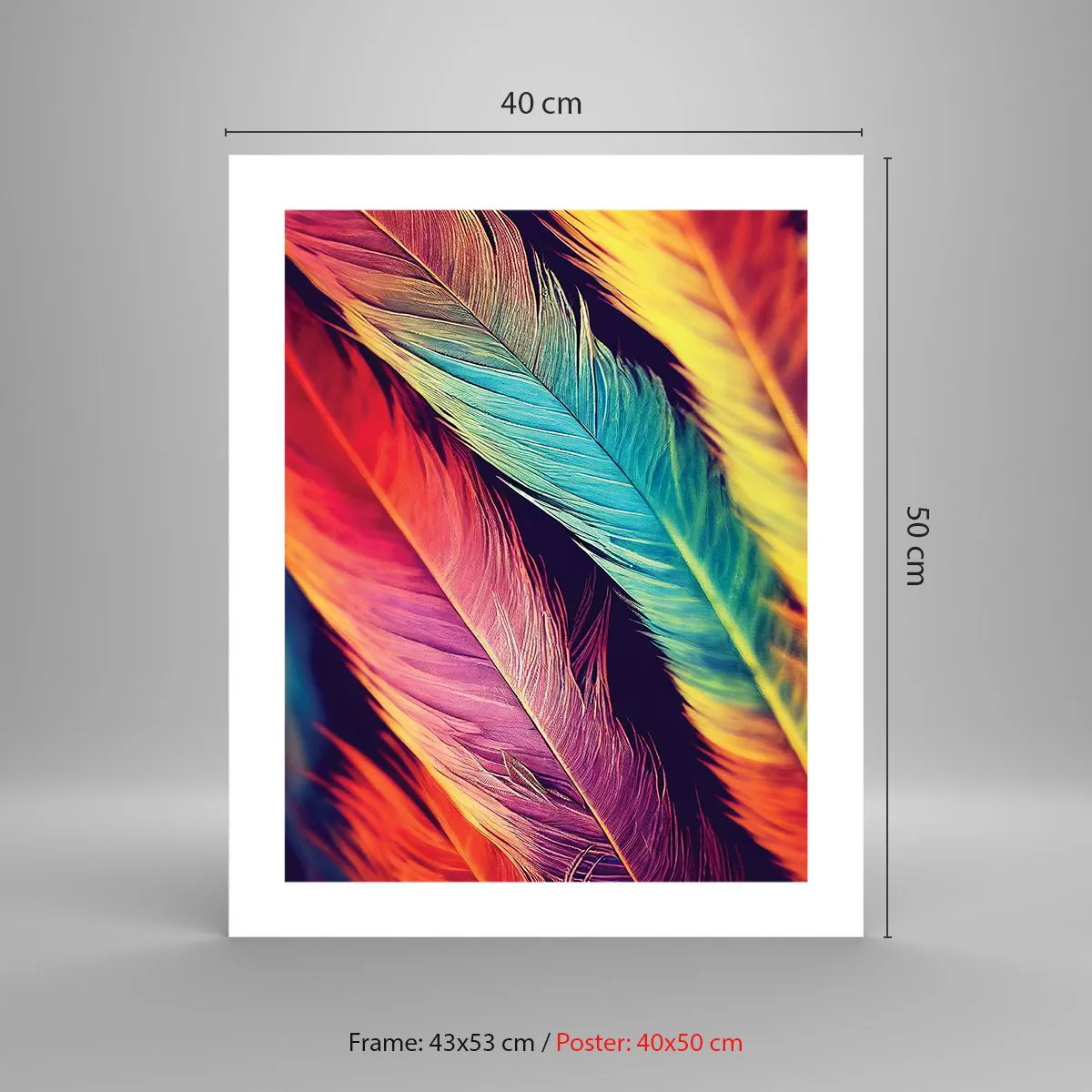 Affisch - Fjäderlik regnbåge - 40x50 cm