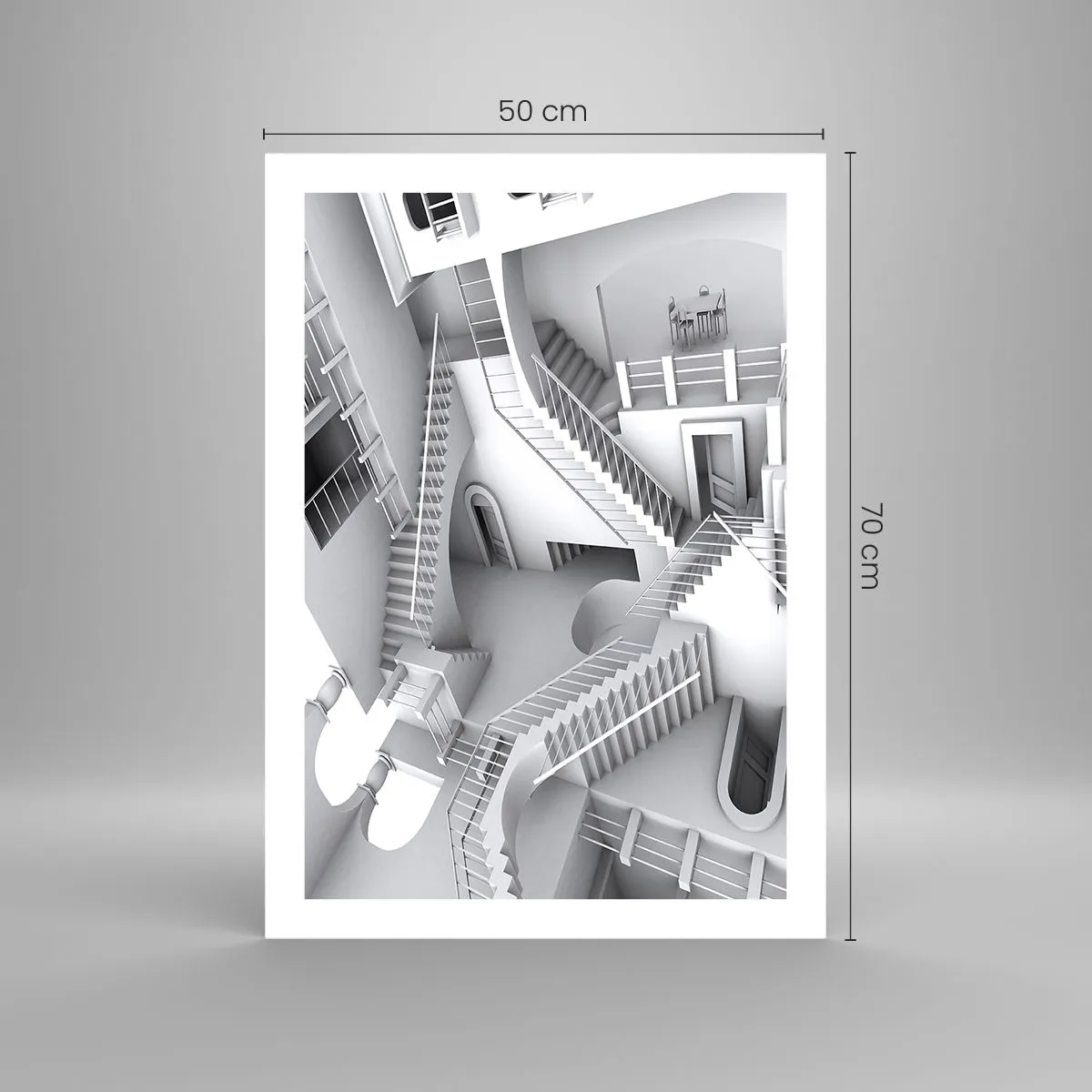 Poster - Illusionäre Treppen in einem surrealen Raum - 50x70cm - Die Paradoxien des Weltraums - Moderne Wanddekoration für Wohnzimmer und Schlafzimmer ARTTOR