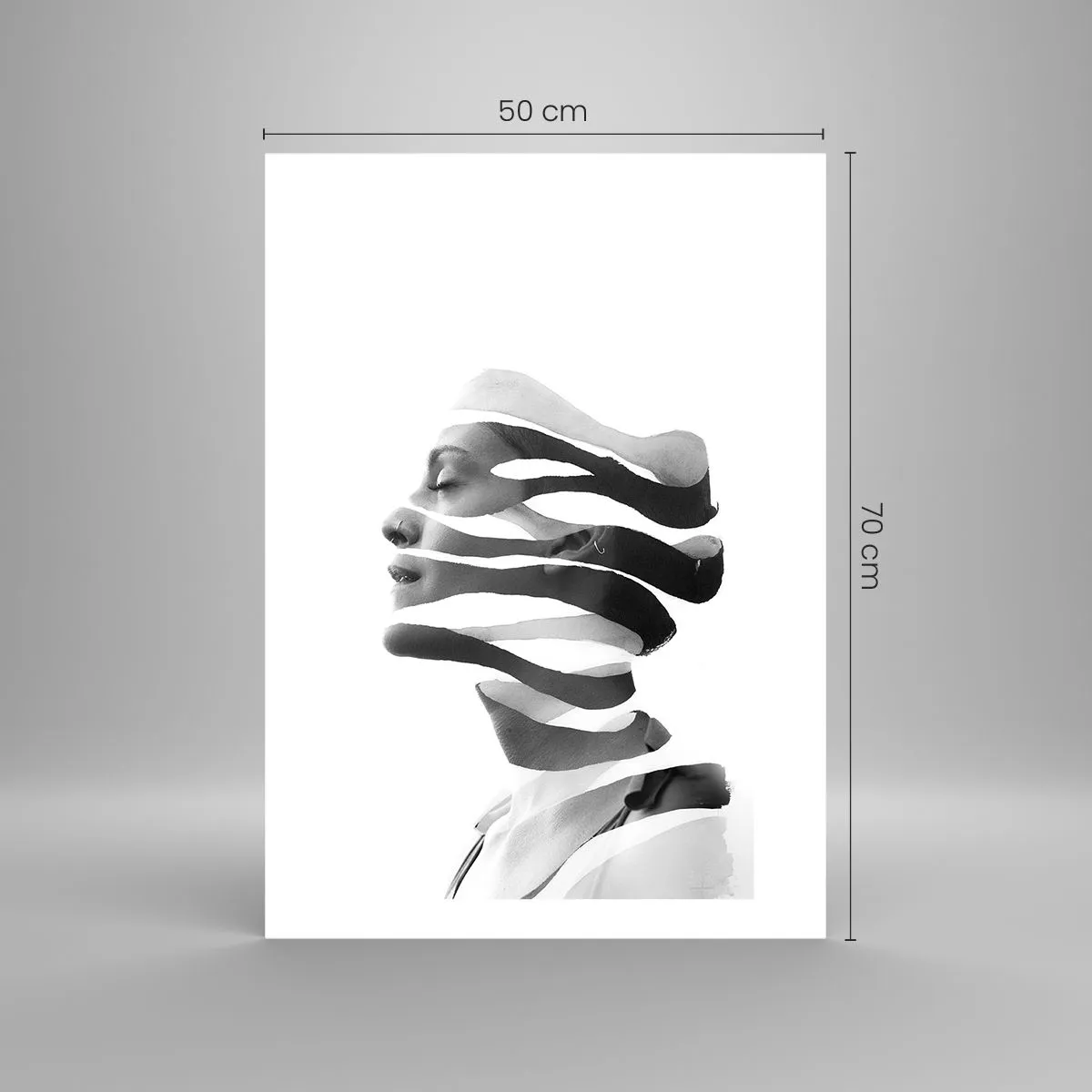 Poster - Schwarz-Weiß-Porträt einer Frau im minimalistischen Stil - 50x70cm - Surreales Porträt - Moderne Wanddekoration für Wohnzimmer und Schlafzimmer ARTTOR