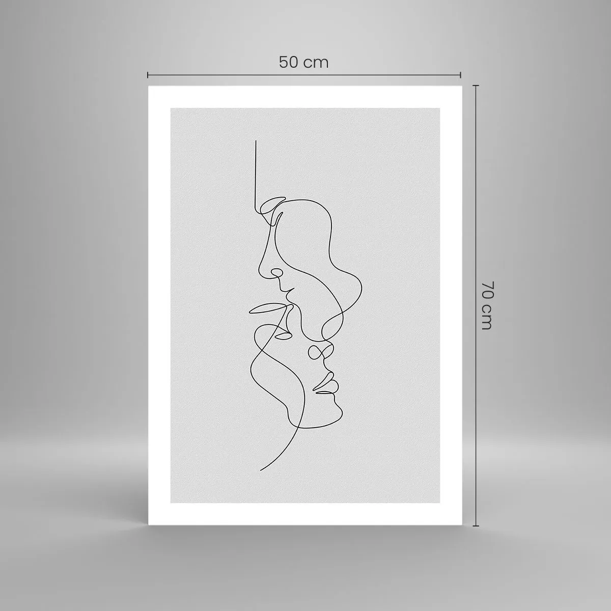Poster - Eine minimalistische Umrisszeichnung zweier Gesichter in Schwarz auf hellem Hintergrund. - 50x70cm - Die Hitze bitterer Begierden - Moderne Wanddekoration für Wohnzimmer und Schlafzimmer ARTTOR