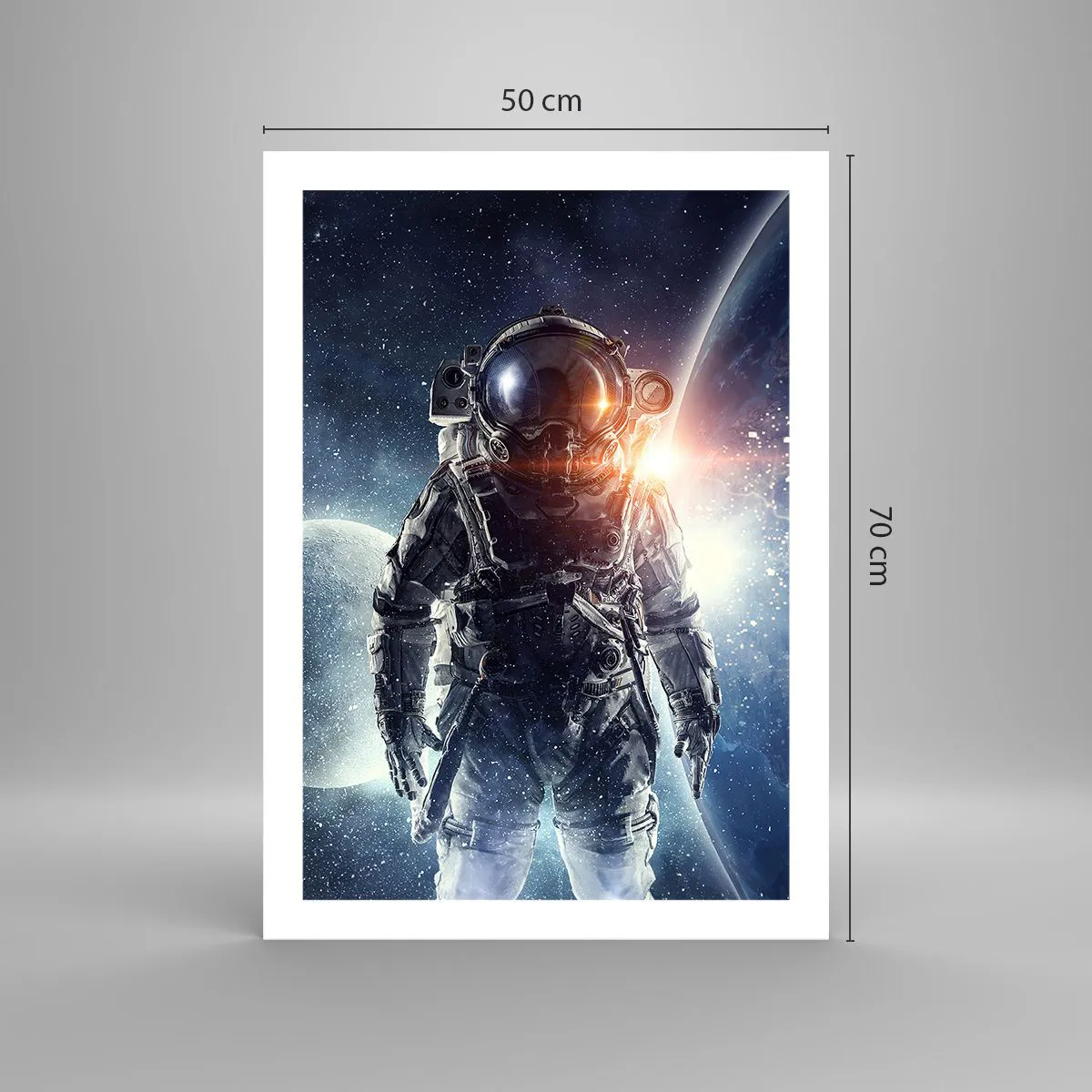 Affiche - Poster - Astronaute dans l'espace avec des planètes et des étoiles en arrière-plan - 50x70cm - Aventure spatiale - Décoration murale moderne pour le salon et la chambre ARTTOR