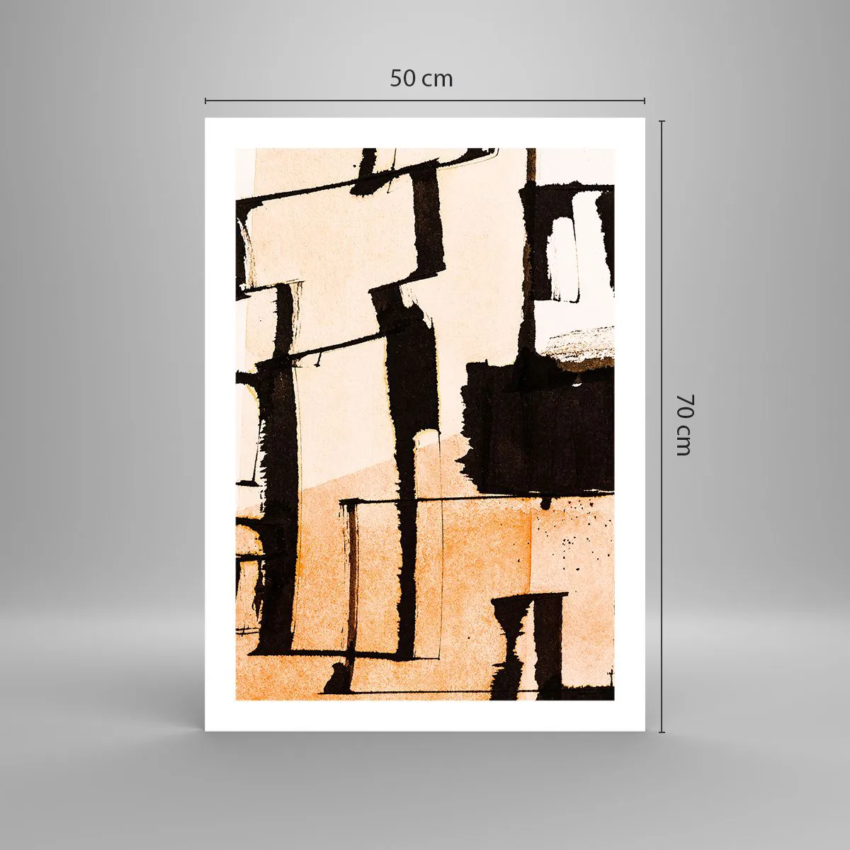 Poster - Una composizione astratta di forme geometriche nelle tonalità del beige e del nero. - 50x70cm - Comunque in ordine - Decorazione murale moderna per soggiorno e camera da letto ARTTOR