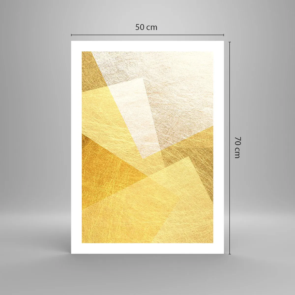 Affiche - Poster - Abstraction géométrique dorée avec un effet métallique - 50x70cm - Météo géométrique - Décoration murale moderne pour le salon et la chambre ARTTOR