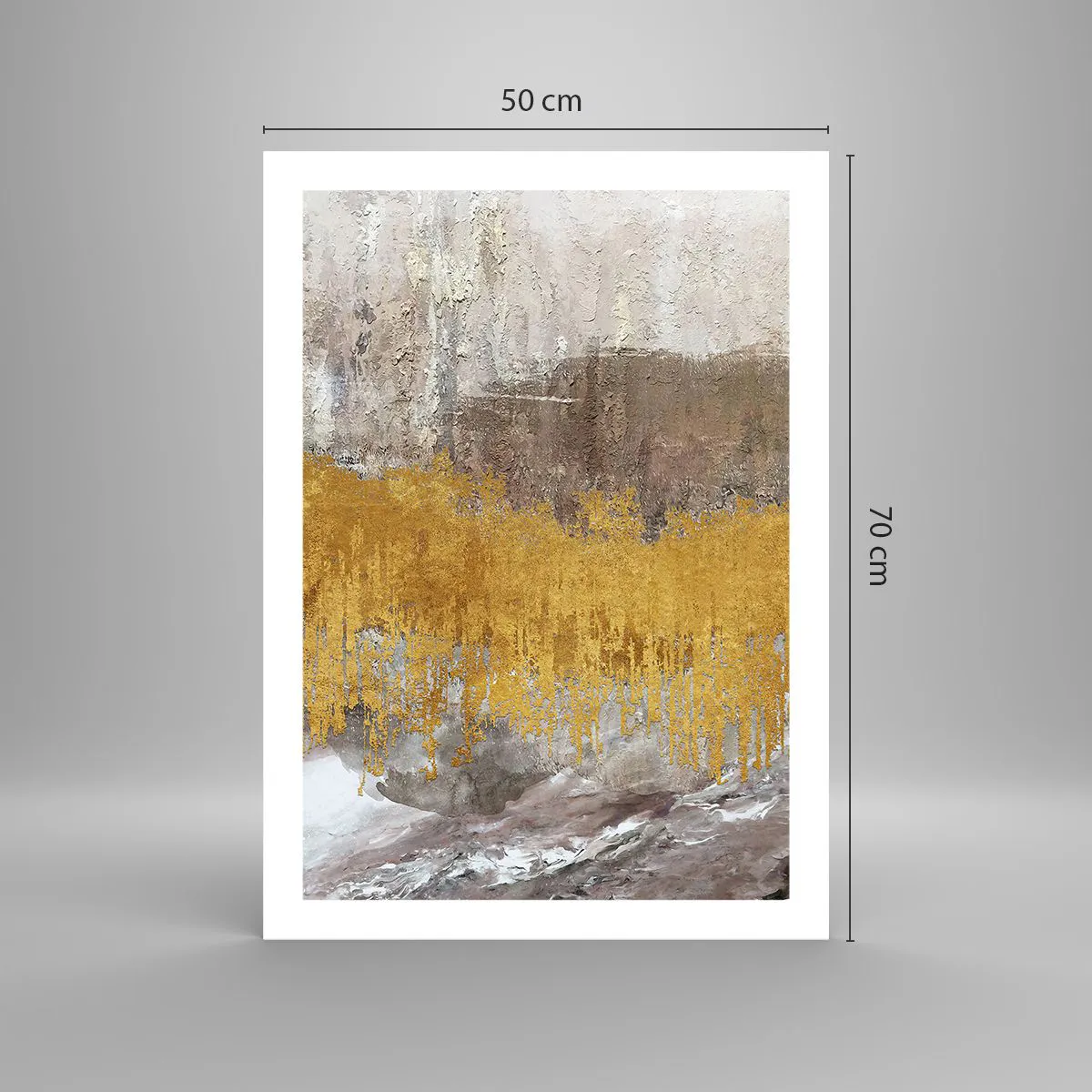 Affiche - Poster - Texture abstraite en or et beige avec un effet de profondeur - 50x70cm - Une explosion d'or - Décoration murale moderne pour le salon et la chambre ARTTOR