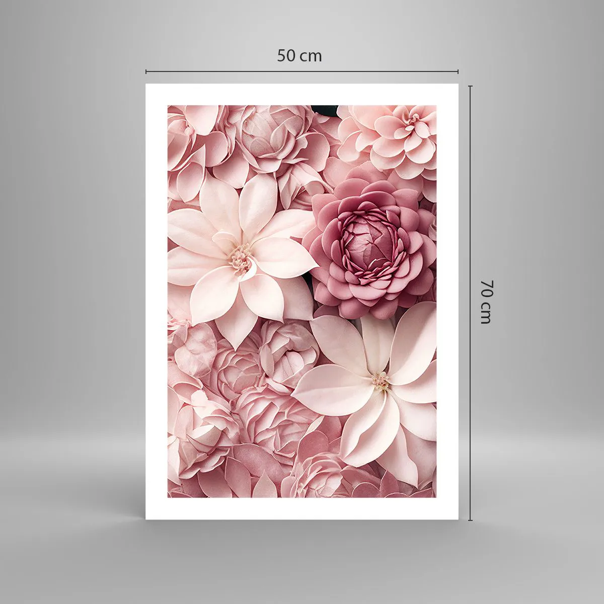 Poster - Rosa Blüten in einer eleganten Komposition - 50x70cm - In rosa Blütenblättern - Moderne Wanddekoration für Wohnzimmer und Schlafzimmer ARTTOR