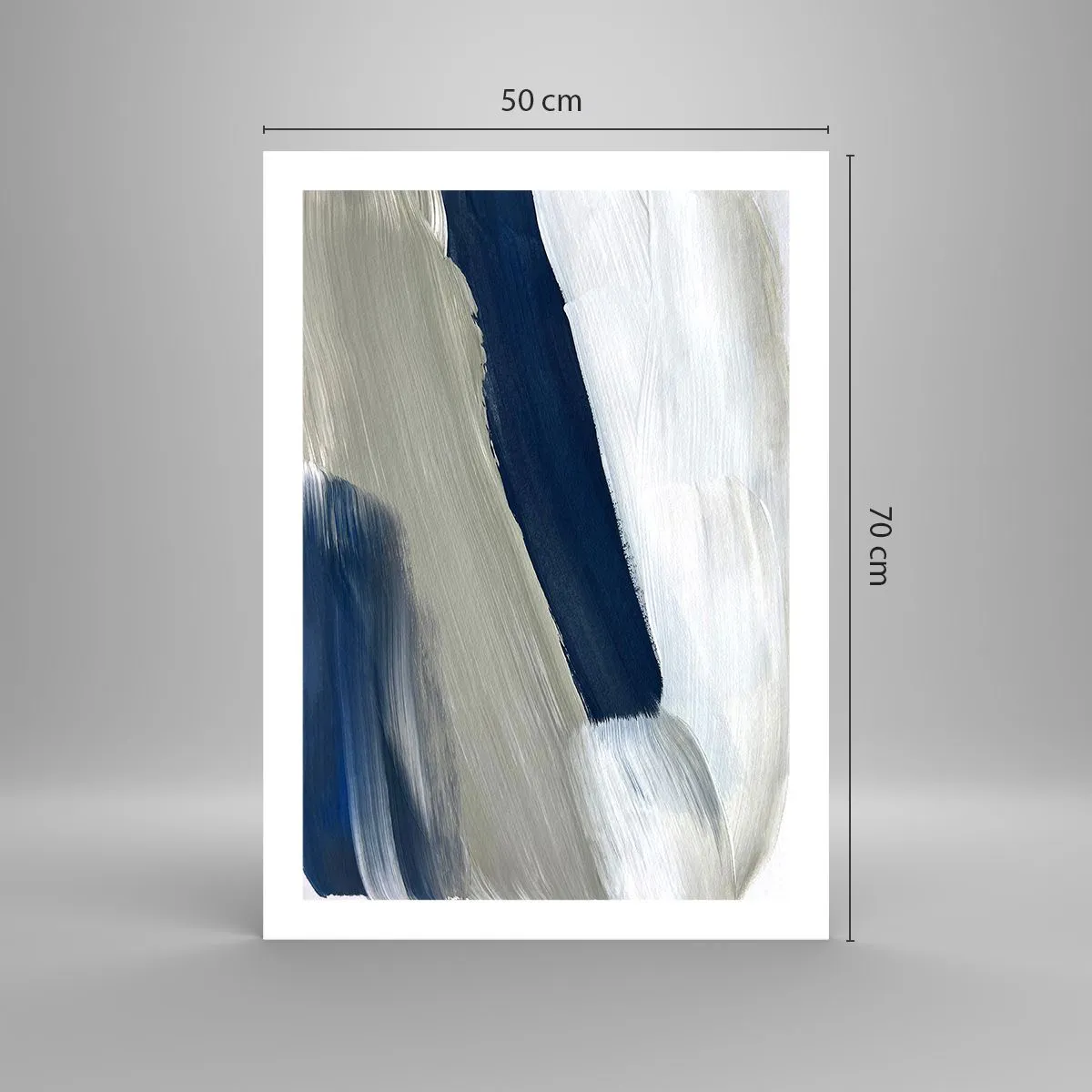Affiche - Poster - Coups de pinceau abstraits dans des tons bleu marine - 50x70cm - Rencontre avec la blancheur - Décoration murale moderne pour le salon et la chambre ARTTOR