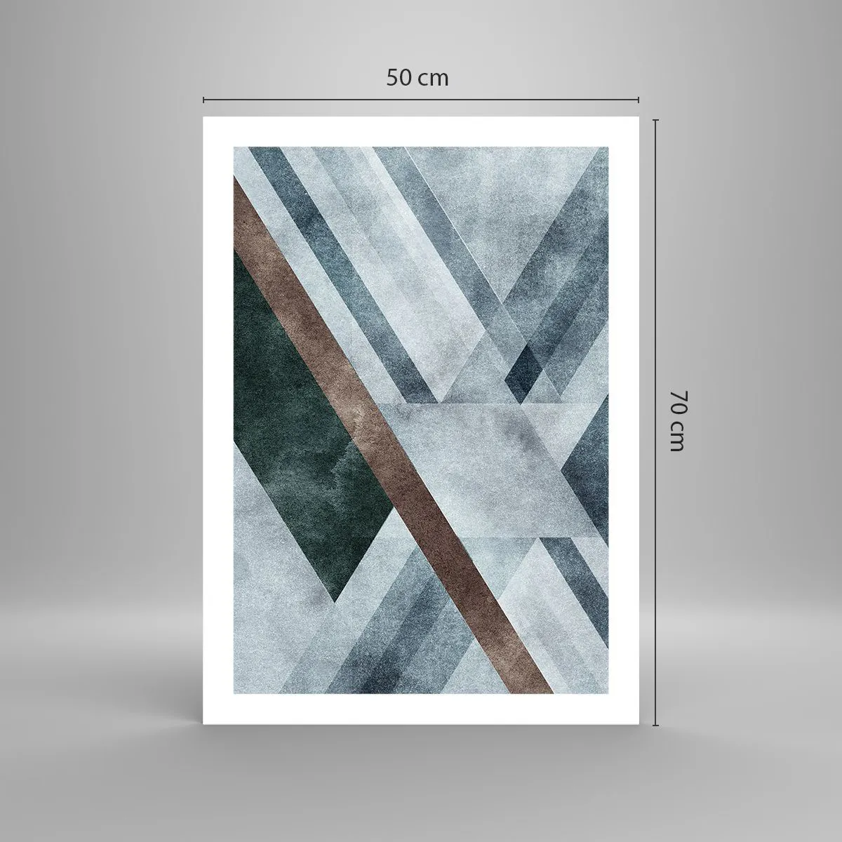 Poster - Geometrische Komposition in Blau- und Brauntönen - 50x70cm - Anspruchsvolle Eleganz der Geometrie - Moderne Wanddekoration für Wohnzimmer und Schlafzimmer ARTTOR