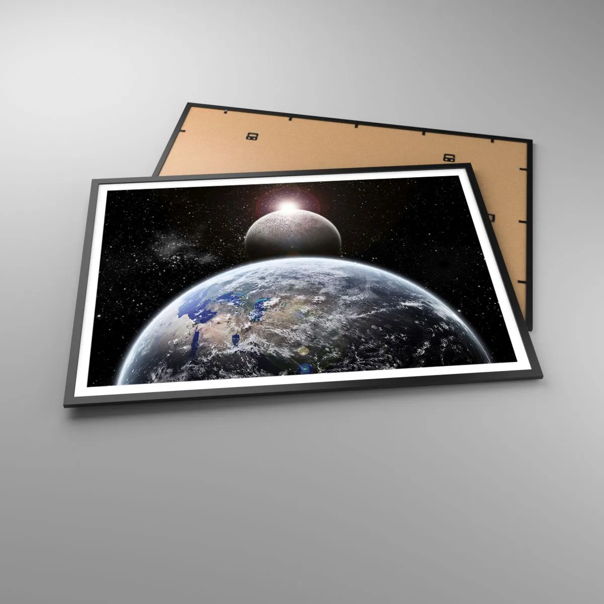 Poszter fehér keretben - Űr táj - nap kelte - 100x70 cm